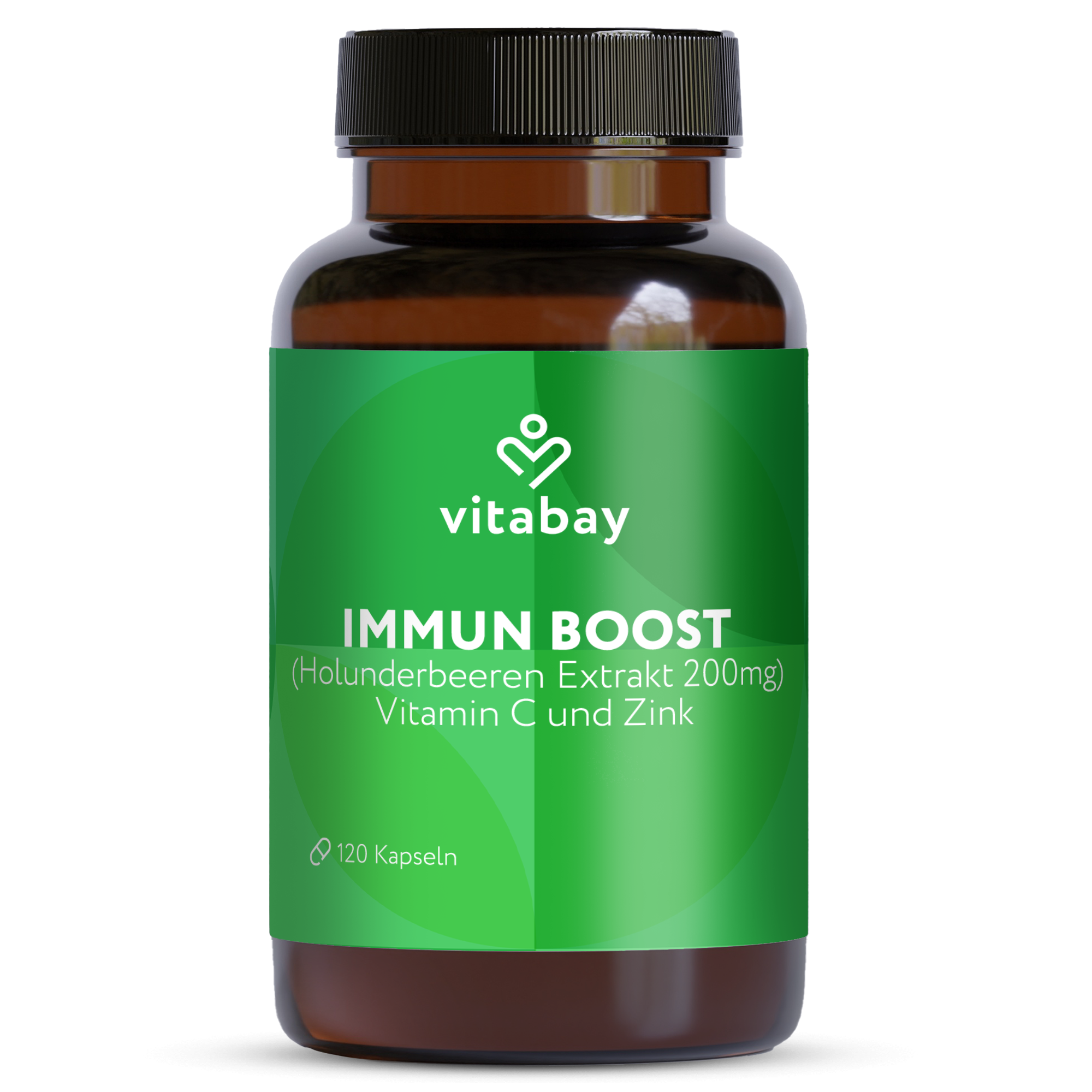 Immun Boost - mit Holunderbeeren Extrakt 200mg, Vitamin C und Zink - 120 vegane Kapseln
